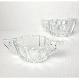 Vintage Heisey Clear Glass Petite Cristolite Ribbed Cream & Sugar Set